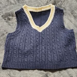 Navy Cotton Sweater Vest